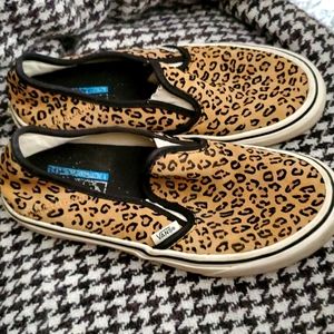 Womans Vans Leapord print Slip ons Size 7